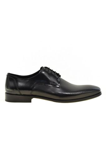 Ανδρικά παπούτσια BOSS Q4972 RM RAMOΝ BLACK μαύρο δέρμα ρίγα