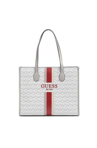 Γυναικεία τσάντα shopper GUESS SC866524 SILVANA STONE LOGO λευκό