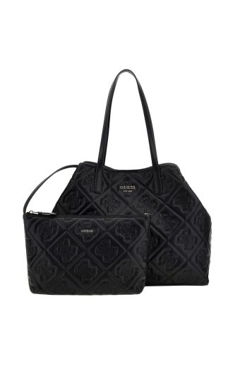 Γυναικεία τσάντα shopper GUESS HWQM931829 BLACK LOGO VIKKY II μαύρο