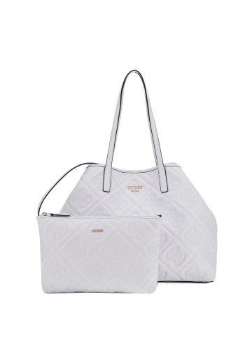 Γυναικεία τσάντα shopper GUESS HWQM931829 WHITE LOGO VIKKY II λευκό