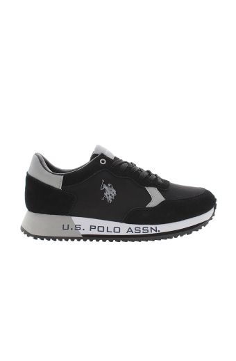 Ανδρικά sneakers U.S.POLO ASSN CLEEF005-BLK SUEDE-ECO LEATHER μαύρο