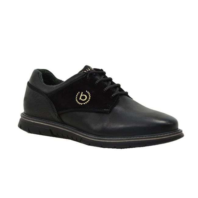 Ανδρικά παπούτσια BUGATTI 331-AER06-3214 1010 BLACK/BLACK μαύρο δέρμα