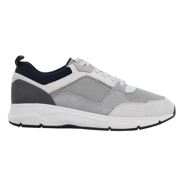 Ανδρικά sneakers GEOX U RADENTE A –SUEDE+MESH U35CZA 02214 C1995 WHITE/LT GREY λευκό/γκρι δέρμα