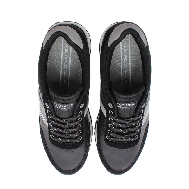 Ανδρικά sneakers U.S.POLO ASSN XIRIO001C-BLK-GRY001 ECO LEATHER-TEXTILE μαύρο