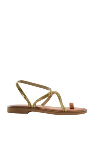 Γυναικεία σανδάλια Myconian Greek Sandals 21175 χρυσό δέρμα