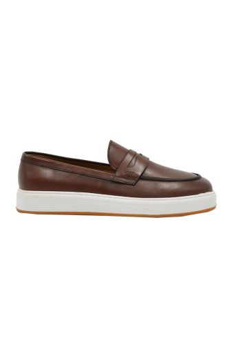 Ανδρικά μοκασίνια BOSS V7169 RD BROWN PARIS ταμπά δέρμα