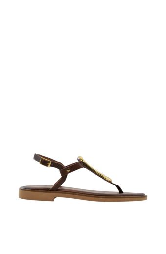 Γυναικεία σανδάλια Myconian Greek Sandals 22035 καφέ δέρμα