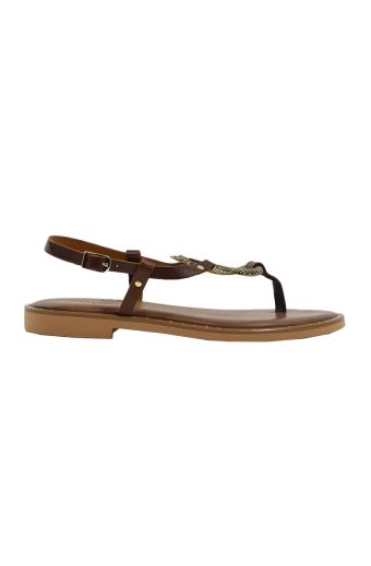 Γυναικεία σανδάλια Myconian Greek Sandals 2282 ταμπά δέρμα