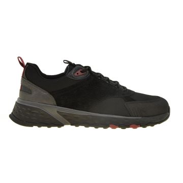 Ανδρικά sneakers GEOX U STERRATO A –SUEDE+TEXTILE U25ECA 02211 C9999 BLACK μαύρο δέρμα