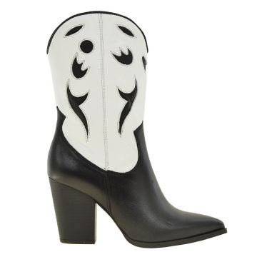 Γυναικείες μπότες Makis Fardoulis 953-05 μαύρο/άσπρο δέρμα