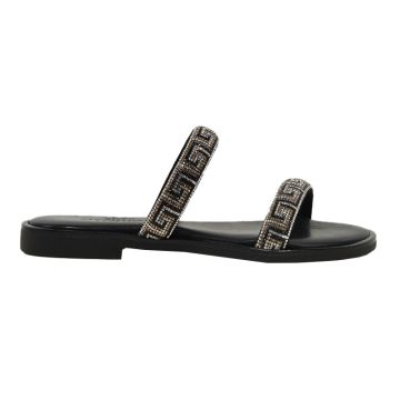 Γυναικεία σανδάλια Myconian Greek Sandals 2161 μαύρο δέρμα